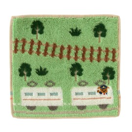 Bloomie's 000541-0030-01 Train Chibi Towel (Green) 100% Cotton, Kids Hand Towel, Mini Towel, Train Track Motif, Approx. 5.9 inches (15 cm)