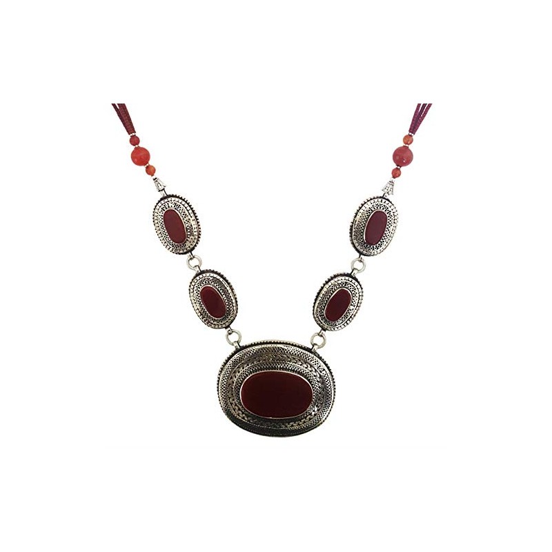 Mehrunnisa - Collar con colgante tribal afgano Rojo