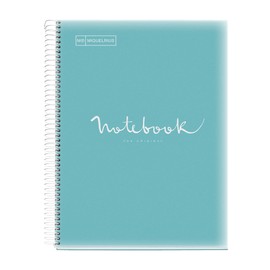 Miquelrius - Notebook A4 Notebook, 1 Coloured Strip, 80 Sheets with Grid 5 x 5 mm, Paper 90 g/m² Micro-Perforated with 4 Holes for 4 Rings, Polypropylene Cover, Sky Blue