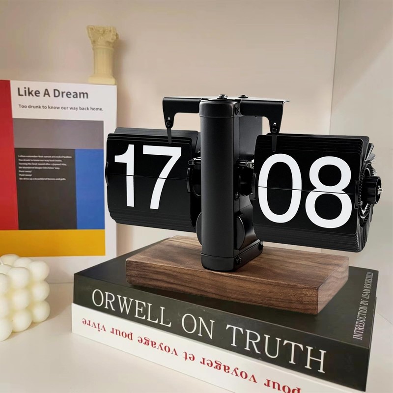 Digital Folding Clock, Retro Automatic Mechanical Flip Clock with Secure