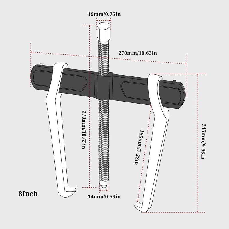 BILITOOLS 8" 2-Jaw Gear Puller, Internal External for Removal of