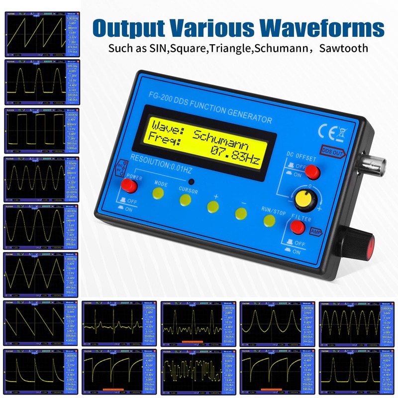 Mini DDS Signal Generator,1Hz-500kHz Multifunction Waveform Generator Signal Source with