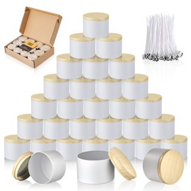 MGLIFEUL Candle Tins Jars Container Vessels for Making 4 8 Oz White Empty Candle Tins Can Gift Box Packaging Plate with Lids Wax Container Bulk Making DIY Candle Supplies Accessories(White,4oz,12pcs)