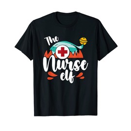 The Nurse Elf Christmas Nursing Squad Funny Family Match T-Shirt, black