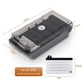 Senbaler Business Card Holders with Dividers and AZ Index Tabs,Business Card Organiser Box for 500 Cards,Desktopcard Index Card Box