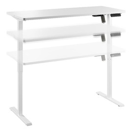 Bush Furniture Energize 55W x 24D Electric Height Adjustable Standing Desk in Basic White, Ergonomic Sit-Stand Computer Table for Home Office