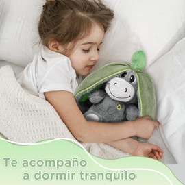 HETIE 30cm Juguete de Peluche, El Aguacate se Convierte en un Burro de Peluche, Juguetes Que Respiran, Brillan y Emiten Sonidos, Compañero de sueño, Peluche de Regalo para niños y niñas (Verde/Gris)