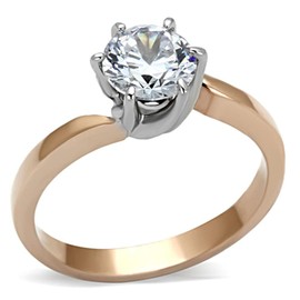 YourJewelleryBox Rose Steel Solitaire Engagement Simulated Diamonds Ring No Tarnish Size P tk1161Pb