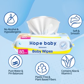 HOPE BABY Toddler Diaper Wipes, 480 Ct Baby Wipes Sensitive Pure Wet Wipes Protection with Flip Top Dispenser, Hypoallergenic