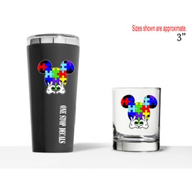 Autism Awareness Full Color Vinyl Decal/Sticker for Mickey with Heart (Ver.1) Fans. Size: 5". (by One Stop Decals)