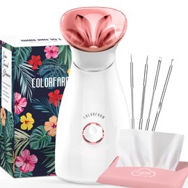 Colorfarm Facial Steamer Nano Ionic: Face Steamer Deep Cleaning Unclogs Pores - Humidifier Hot Mist Home Sauna Spa for Women Men Sinuses Moisturizing
