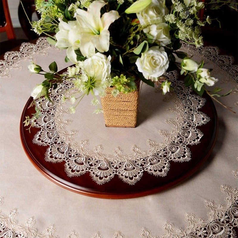 1 x Round Tablecloth, Natural Linen Round, Dresser Scarf Placemats,