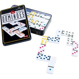 small foot Domino, Spieleklassiker in 6 Farben und mit robuster Metallschatulle, ab 3 Jahren, 3493