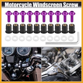 Partuto 10pcs M5 Motorcycle Windscreen Screw Fairing Windscreen Bolt Purple Replacement