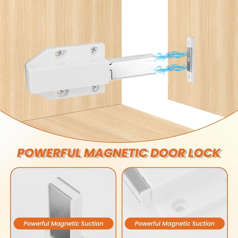 2 Pcs White Push to Open Door Catches, Large Magnetic