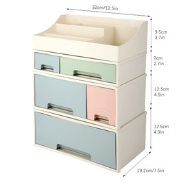 Cosmetic Storage Box, Makeup Organizer, ROSELIFE [TADF-03] Desktop Stationery, Remote Control Storage Box, Kitchen Spices Organizer Box, 4 Pieces 5 Drawers, 5 Slots, Blue, Pink and Green Assortment