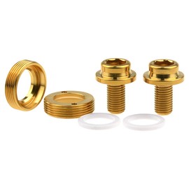 Wanyifa Titanium M8x15mm Bicycle Crank Arm Fixing Bolt with Cap for Square Taper Bottom Bracket Screws Pack of 2 (Gold)