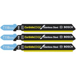Bosch T118EHM3 3 pc. 3-1/4 in. 14 TPI Carbide Edge for Stainless Steel T-Shank Jig Saw Blades