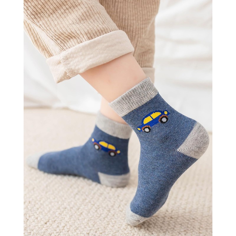 Adorel Jungen Socken Baumwolle Kindersocken Babysocken Strümpfe 10er-Pack Verkehrsmittel 27-30