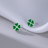 Reffeer Solid 925 Sterling Silver Leaf Clover Earrings Studs for