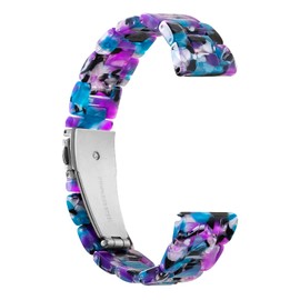 SHGM 20mm Resin Band Compatible with Galaxy Watch Watch 5 40mm 44mm/Galaxy Watch 4 40mm 44mm /Active 2 40mm 44mm/Galaxy Watch 3 41mm band/Garmin Vivoactive 3 Band for Women and Men (Purple blue white)