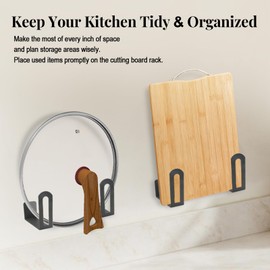 Under Cabinet Cutting Board Holder Stand Rack, No Drill Adhesive Mount Stainless Steel for Chopping Boards, Grey Kitchen Cabinet Storage Organizer Space Saver