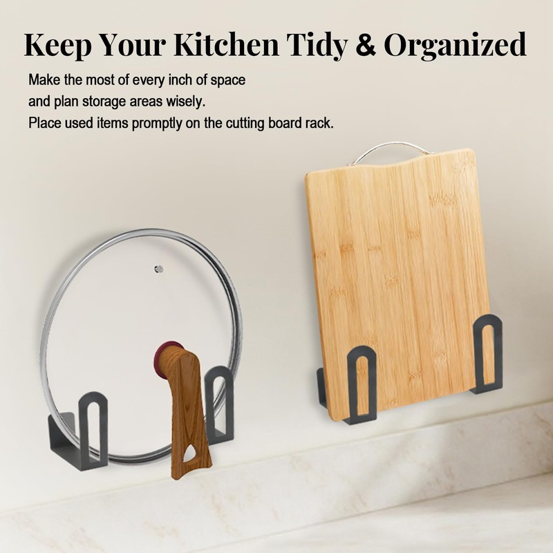 Under Cabinet Cutting Board Holder Stand Rack, No Drill Adhesive