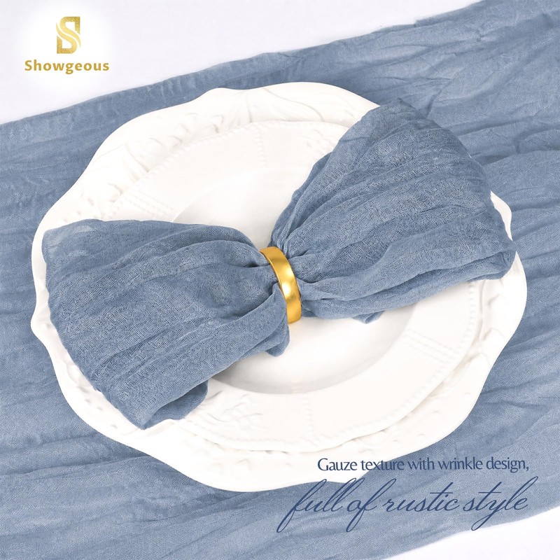 24 Pack Dusty Blue Cheesecloth Napkins 20"x20" Rustic Gauze Napkin