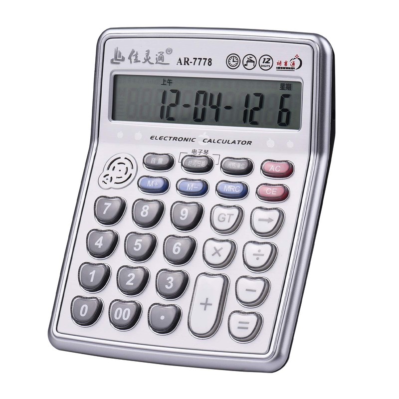 HUIOP Calculators Large Display,Musical Desktop Calculator 12-Digits LCD Display Electronic