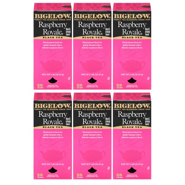 Bigelow Raspberry Royale Tea Bags 28-Count Boxes (Pack of 6)