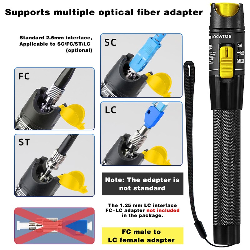 Visual Fault Locator 50mW VFL Test Kit Range 50km