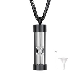 U7 Black Cremation Vial Necklace For Men Women Stainless Steel Ashes Urn Keepsake Ash Necklaces Jewellery