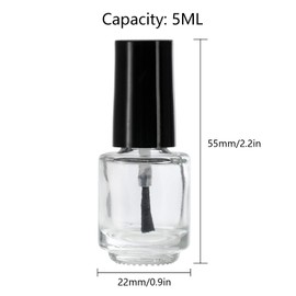 ZENFUN 50 Pack 5 ml Empty Nail Polish Bottles with Brush Cap, Clear Nail Polish Containers with 6 Funnel in Bulk, Glass Refillable Nail Bottles for Nail Art, Samples