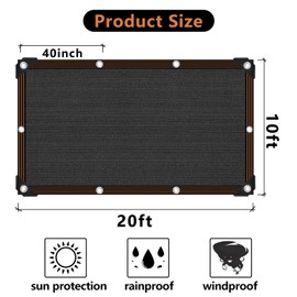 QLOFEI Shade Cloth for Patio, 80-90% Sunblock Shade Sails for Garden Pergola Outdoor, Sunshade Neting with Grommets for Kennel Chicken Coop Lawn Pool Easier to Hang Cover, 10x20 FT