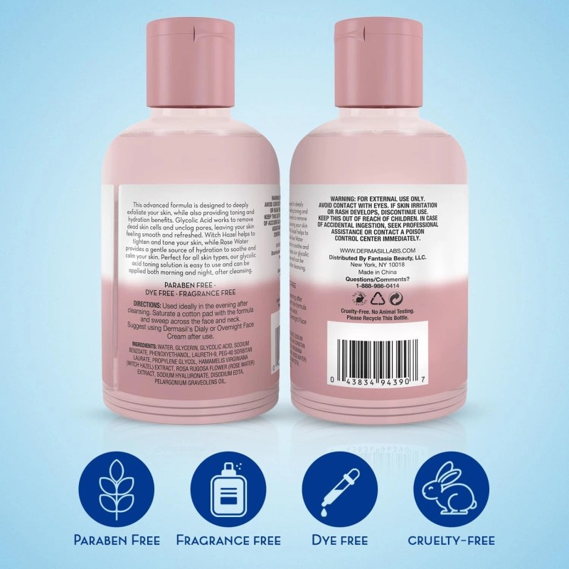 Dermasil 3 pk DERMASIL Labs Glycolic Acid Toning Solution 4