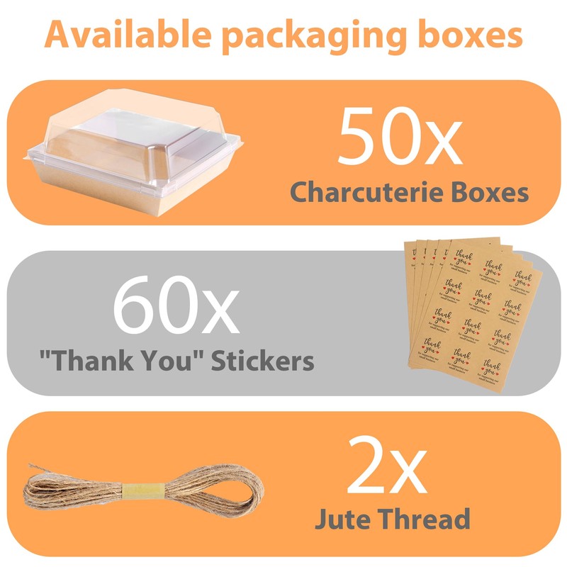 YaCCHLuu Charcuterie Boxes with Clear Lids (50 Pack),Mini Charcuterie Containers,To