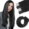 KIMSMTED Invisible Tape in Remy Human Hair Extensions Jet Black