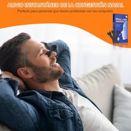 Tiras Nasales Antironquidos - 120 Nasal Strips para Alivio Instantáneo de la Congestión, Mejor Respiración y Sueño, Ideales para Deporte, Mejoran la Oxigenación - Hipoalergénicas y Seguras para la Piel (Negras)