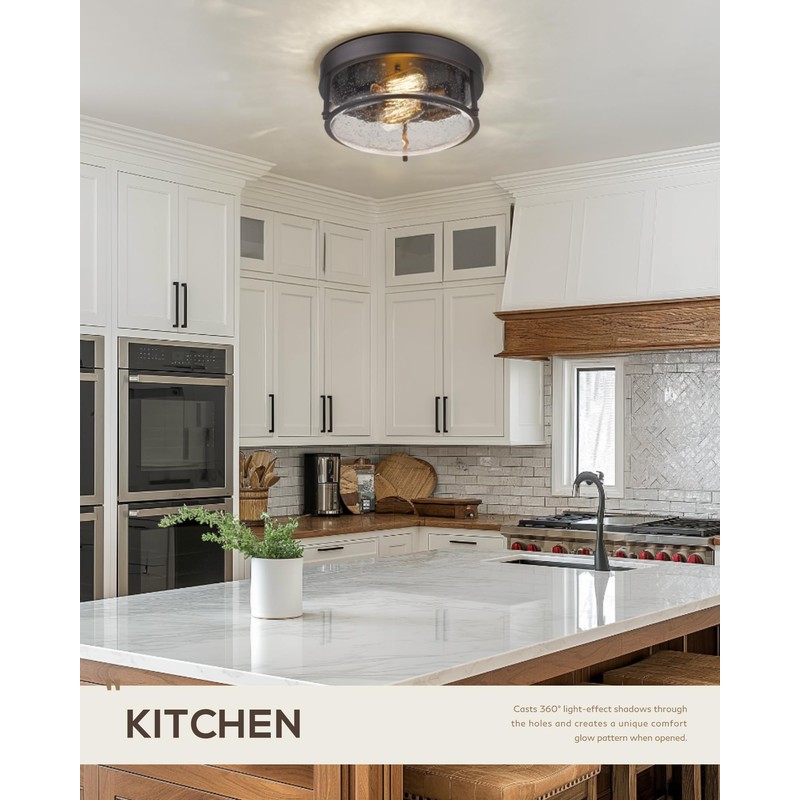 FEMILA Flush Mount Light Fixture, 12" Ceiling Light Fixtures, Farmhouse