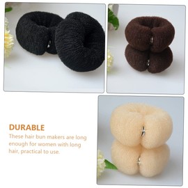 Outanaya 3Pcs Nylon Hair Bun Makers for Women Long Hair Donut for Easy DIY Styling for Barbershop Home Use Black