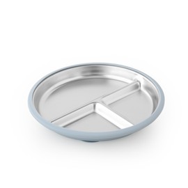 Tots Ground Baby Feeding Set – Stainless Steel Suction Plate, Silicone Bib, Spoon & Fork – BPA-Free, Toddler Mealtime Essentials – Baby Blue