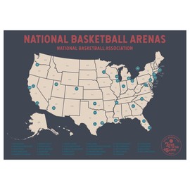 Pro Basketball Travel Map - Basketball Poster with Push Pins Designed to Mark Your Travels while seeing Your Favorite Basketball Teams - Great Mens Gift - Push Pin Map for the Basketball Fanatic…