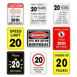 20th Birthday Decorations - 9PCS Happy 20th Birthday Decorations for Men Women Funny In My Twenty Birthday Party Decor for Him Her 20 Years Old Photo Props Bruh I'm 20 You Are 20 Party Gifts