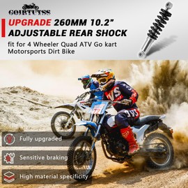 260mm 10.2" Adjustable Rear Shock fit for 4 Wheeler Quad ATV Go kart for 50cc 70cc 90cc 110cc 125cc Baja Motorsports DR70 Tao Tao DB20 Kids Pit Dirt Bike
