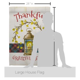 Thanksgiving Wreath House Flag - Pack Fall Turkey Give Thanks Gobble Pumpkin Season Autumntime Cornucopia USA Vintage Applique - Banner Small Garden Yard Gift Double-Sided Made In 28 X 40