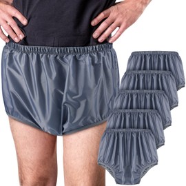 5 Pcs Adult Leakproof Underwear for Incontinence Washable Reusable Waterproof Pants Diaper Pull-On Cover Cloth Use Women Men(Large,Gray)