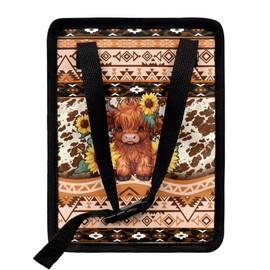 gearider Highland Cow Car Trash Can with Lid Garage Bag Southwest Aztec Automotive Garbage Bin Reusable Auto Accessories Interior Car Organizer with Adjustable Straps