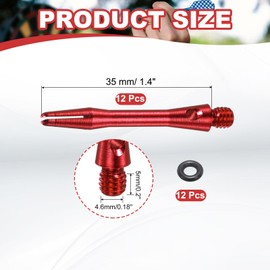 PATIKIL Aluminum Dart Shafts 35mm, 12 Pack 2BA Thread Dart Stems Replacement Accessories with Rubber Rings for Steel Tip, Red