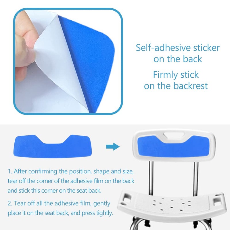 MESINURS Shower Chair Back Mat, Blue, EVA Foam, Bath Safety