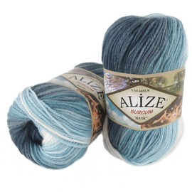 ALIZE BURCUM Batik Knitting Wool, Hand Knitting Yarn, Choice of Colours, 1899 Blue Tones